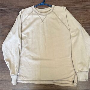 Hollister Men's Oversized Beige Crewneck Sweater